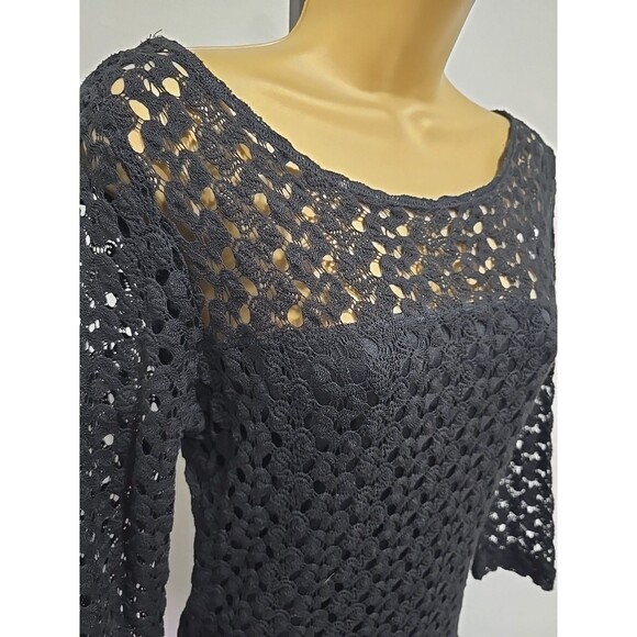Mimi Chica Black Crochet Maxi Dress Womens M Witch Whimsygoth Sheer Fairy Grunge - Picture 2 of 7